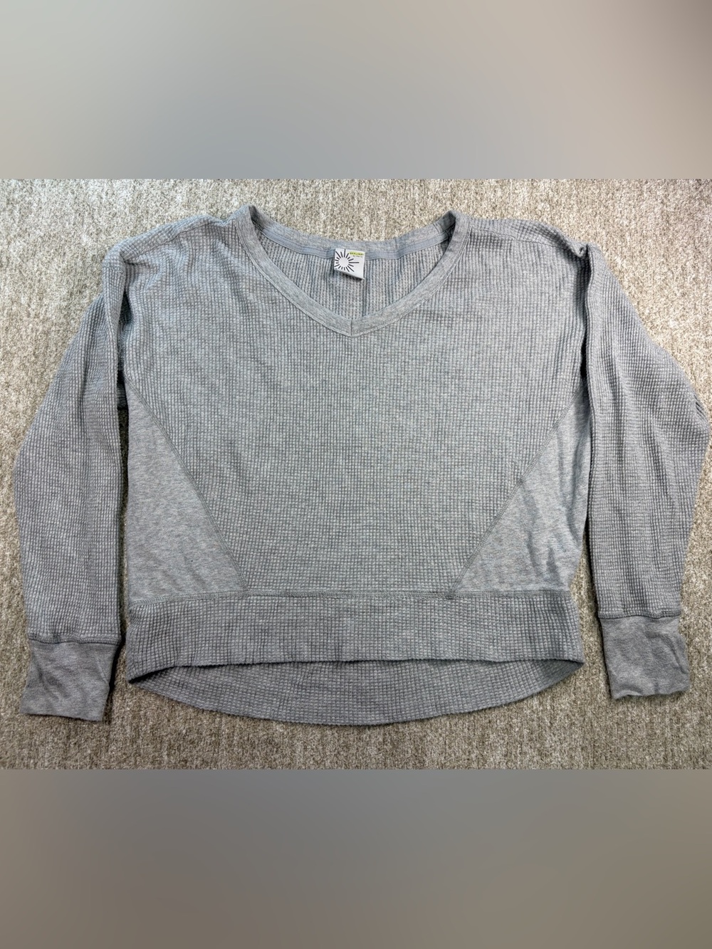 Offline by Aerie Women's Gray V-Neck Waffle Knit Sweater
